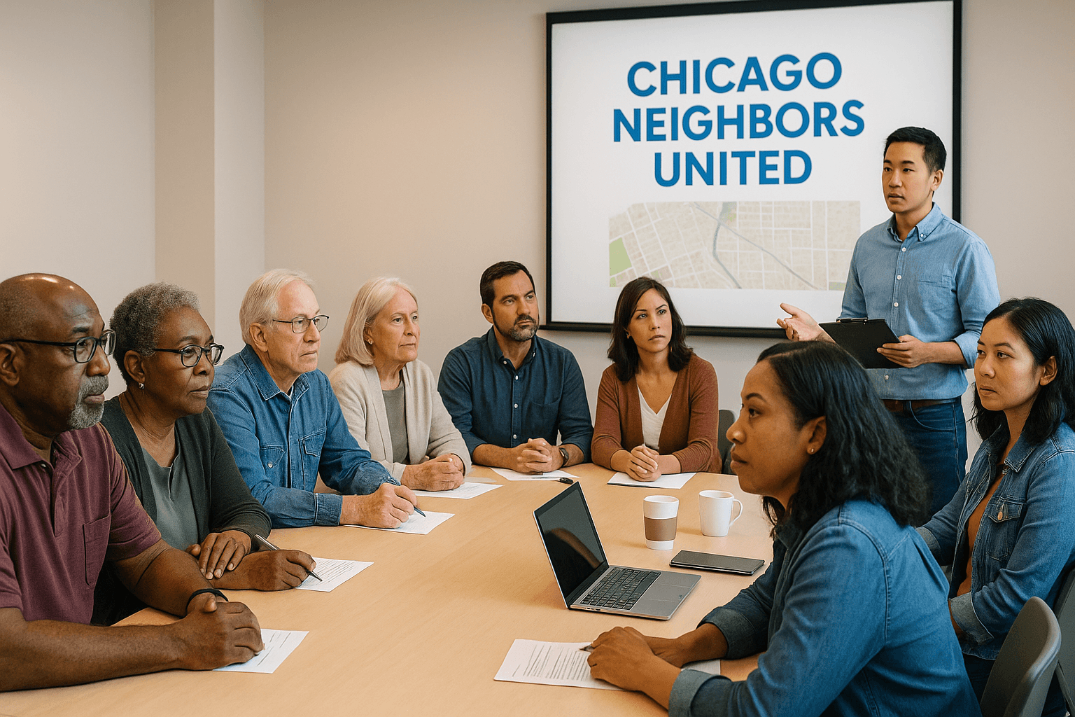 Community members gathered for a meeting