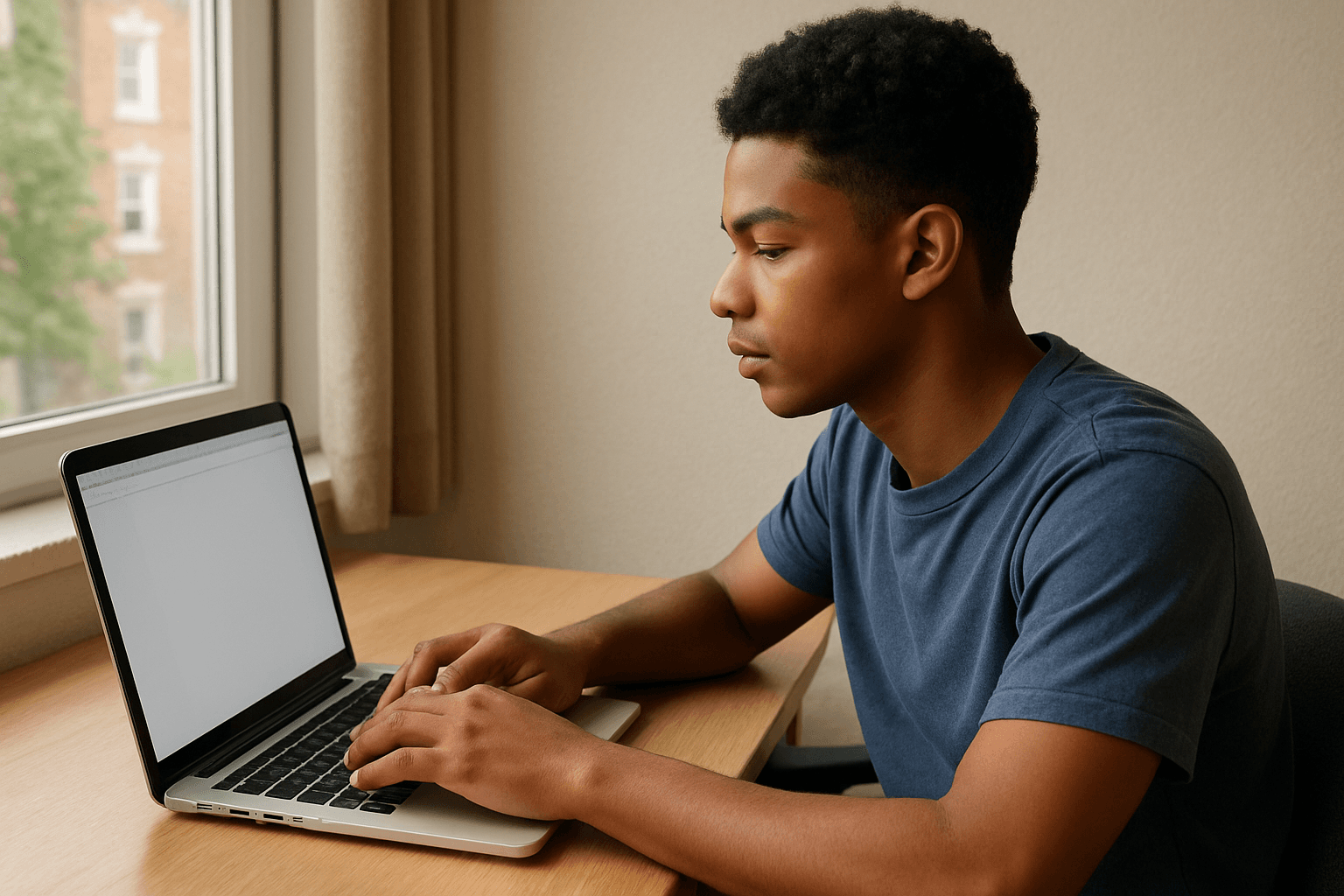 Students working on scholarship applications
